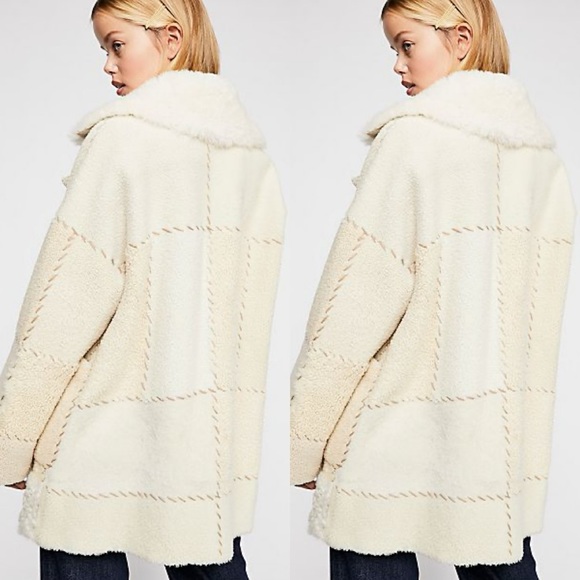 Free People x Brenda Knight Patchwork Sherpa Coat - Picture 2 of 8
